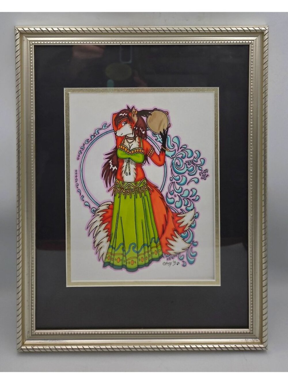 Foxy Art Print 2014 Anthropomorphic Signed By Foxy Matted Framed